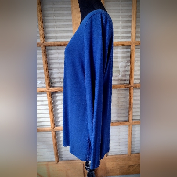 Eileen Fisher Long Sleeve Boat Neck Top, Royal Blue, Small, Perfect Condition! - Picture 2 of 10